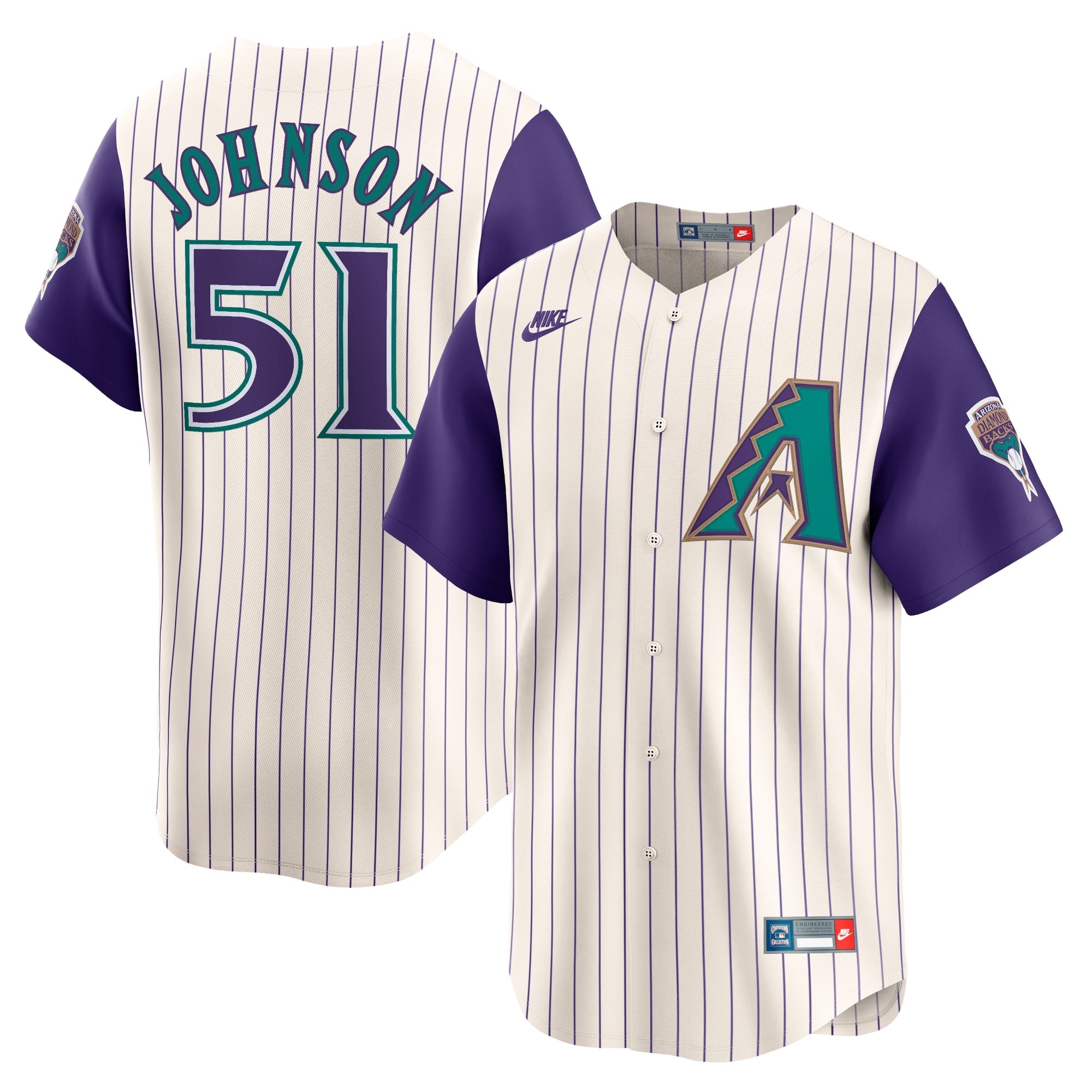 Randy Johnson Arizona Diamondbacks  Throwback Cooperstown Collection Limited Jersey - Cream