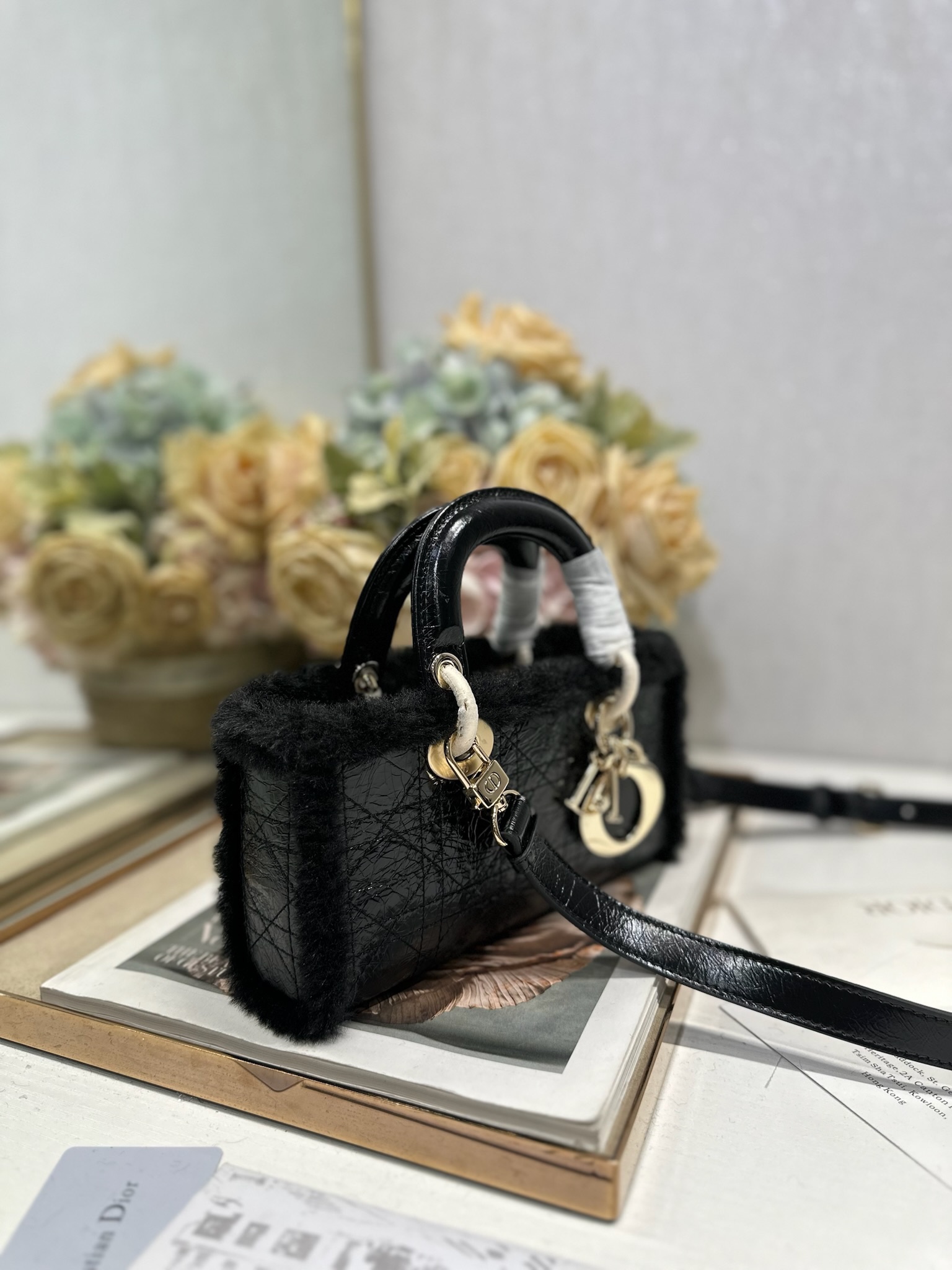 TOP Christian Dior Lady D-Joy  Bag 22.5 x 5.5 x 12.5cm  - Black