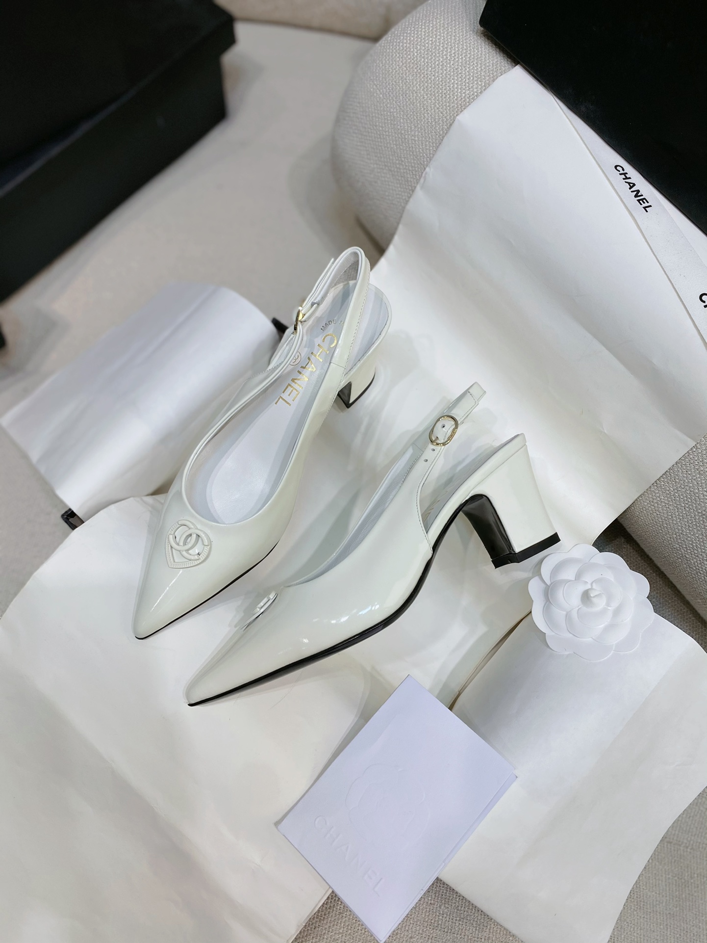 TOP CHANEL Love Button High-Heeled Pointed Sandals 6.5cm - 4 Color