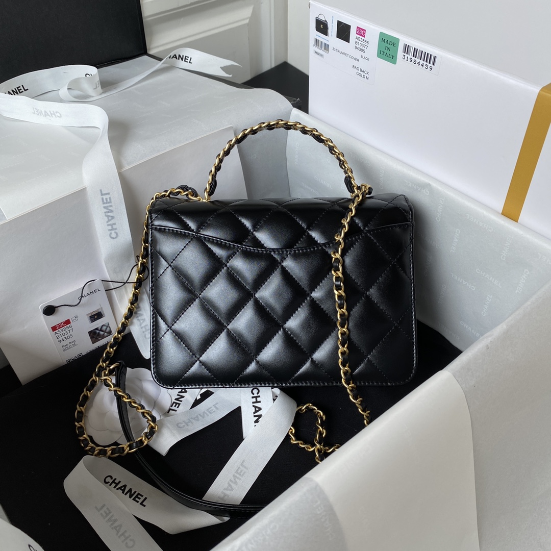 TOP CHANEL Mini CoCo Handle Bag 20X14X7.5cm - Black & GHW
