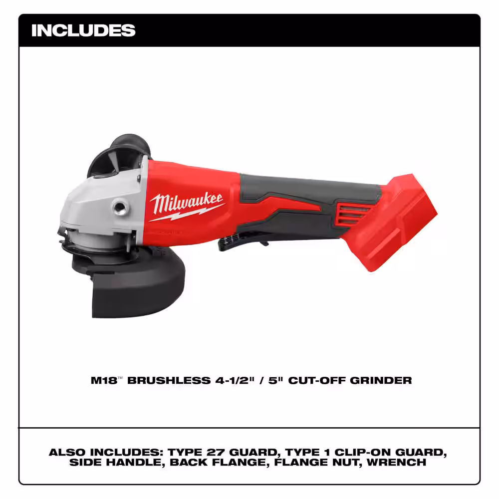 M18 18V Lithium-Ion Brushless Cordless 4-1/2 in./5 in. Grinder w/Paddle Switch (Tool-Only)