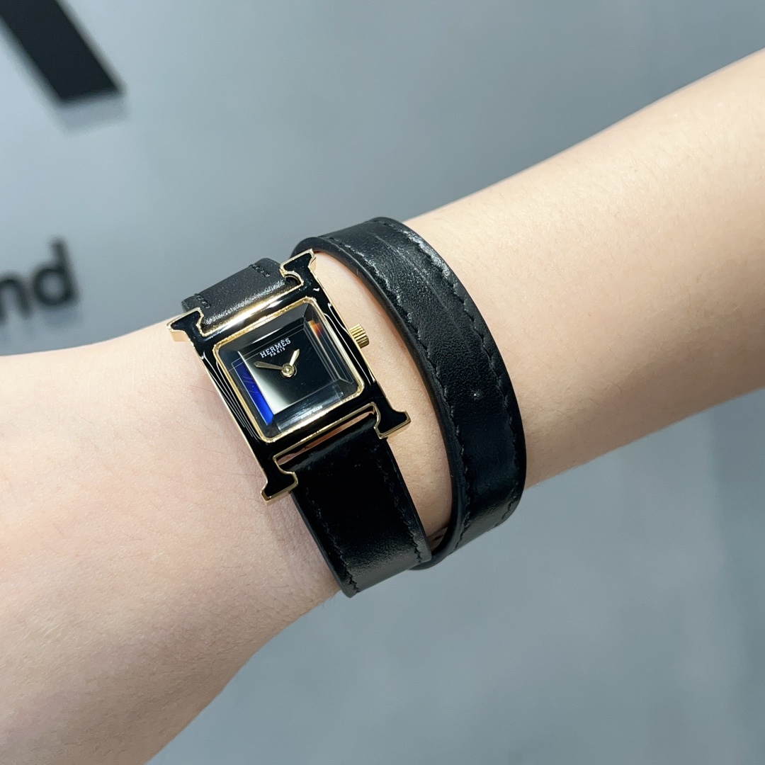 TOP HERMES H Series Enamel Ring 21mm - Black