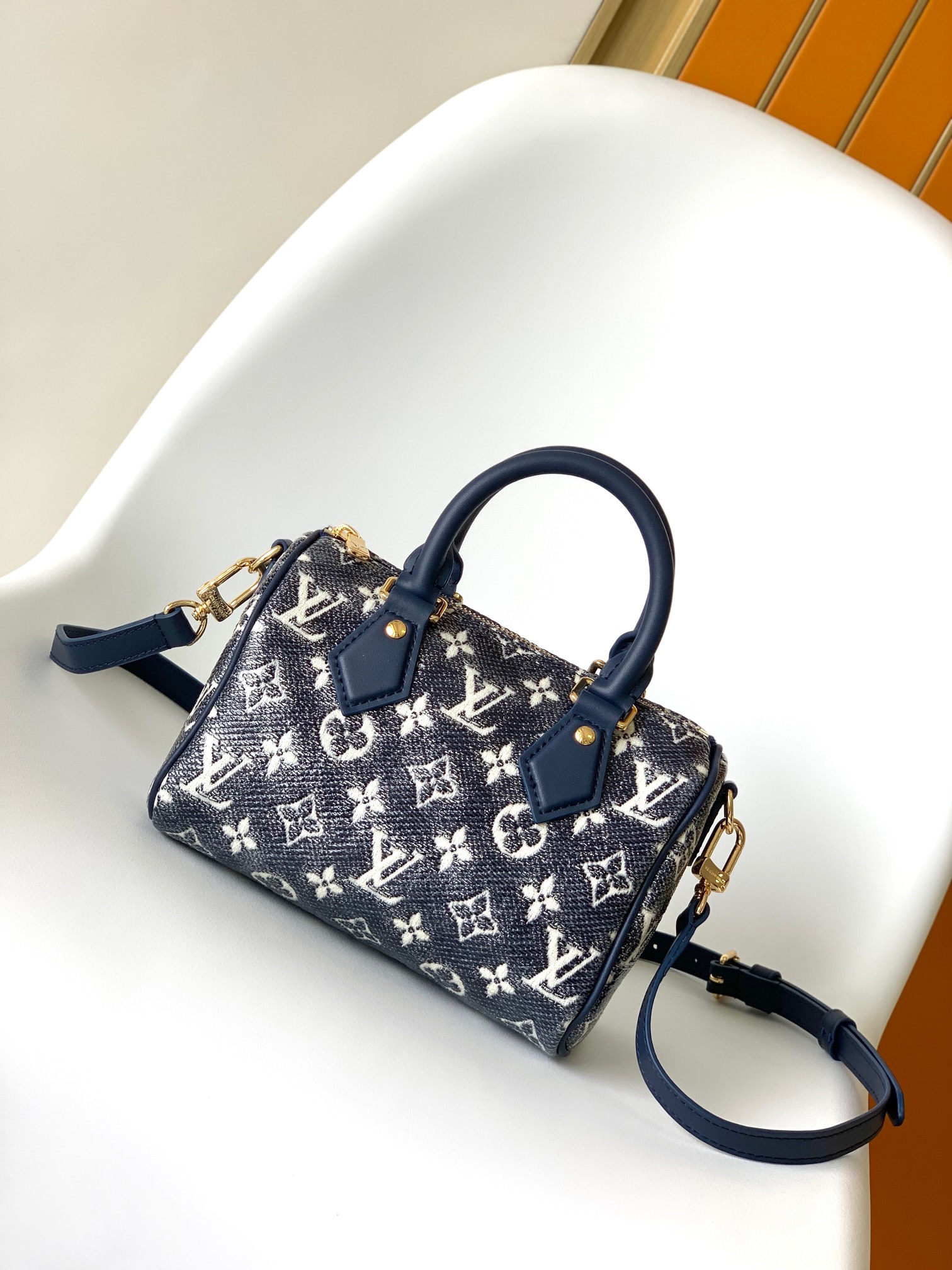 TOP Louis Vuitton LV Speedy Bandoulière 20 Bag Monogram Jacquard Canvas 20x13.5x12cm - Dark Blue