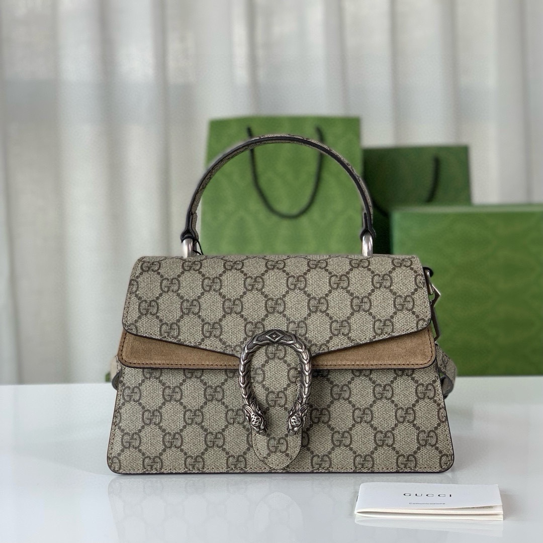 TOP GUCCI Dionysus Series Handbags 24X16X11cm - Khaki