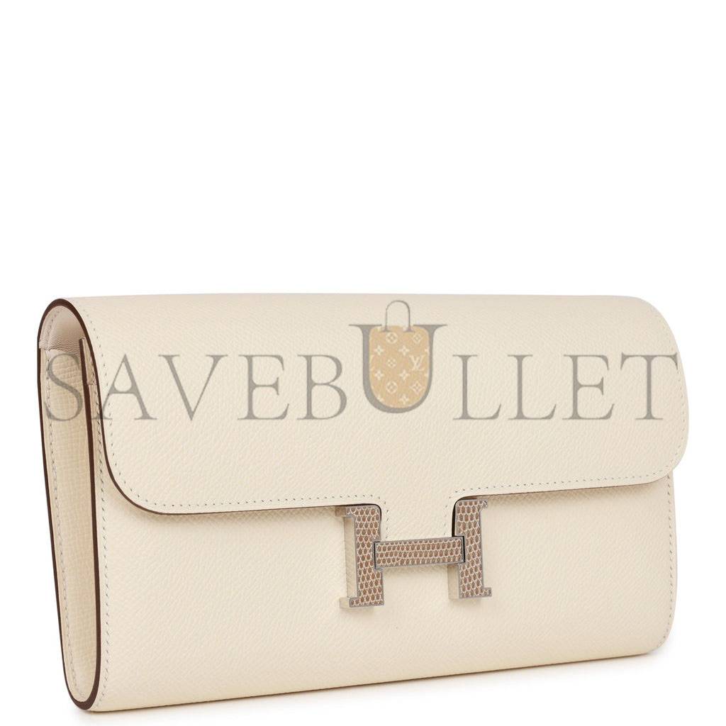 HERMES CONSTANCE WALLET TO GO NATA EPSOM AND LIZARD PALLADIUM HARDWARE (20*11*4cm)