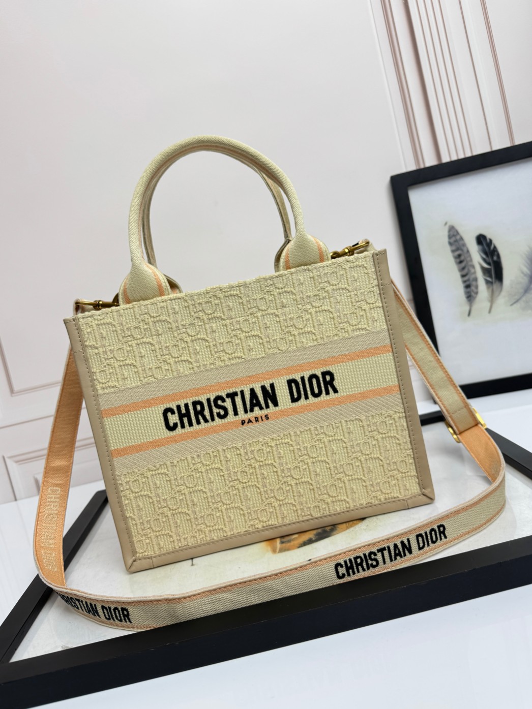 TOP Christian Dior Book Tote Bag Cow Leather 26.5*22*14 cm/36.5*28*17.5 cm - Apricot