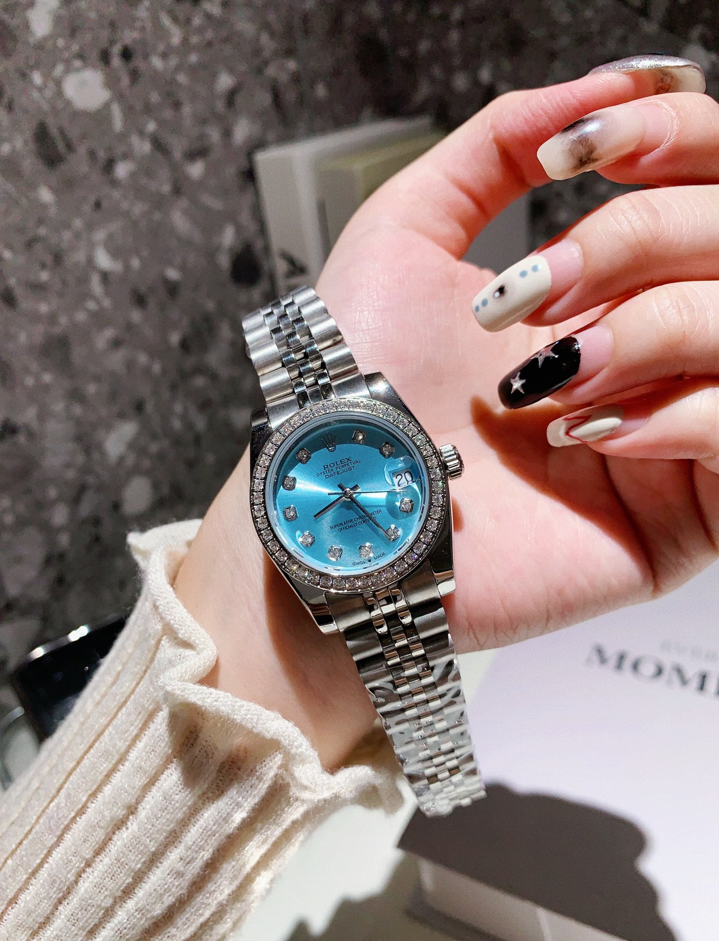 TOP ROLEX Blue Dial Watch 31mm - Sliver