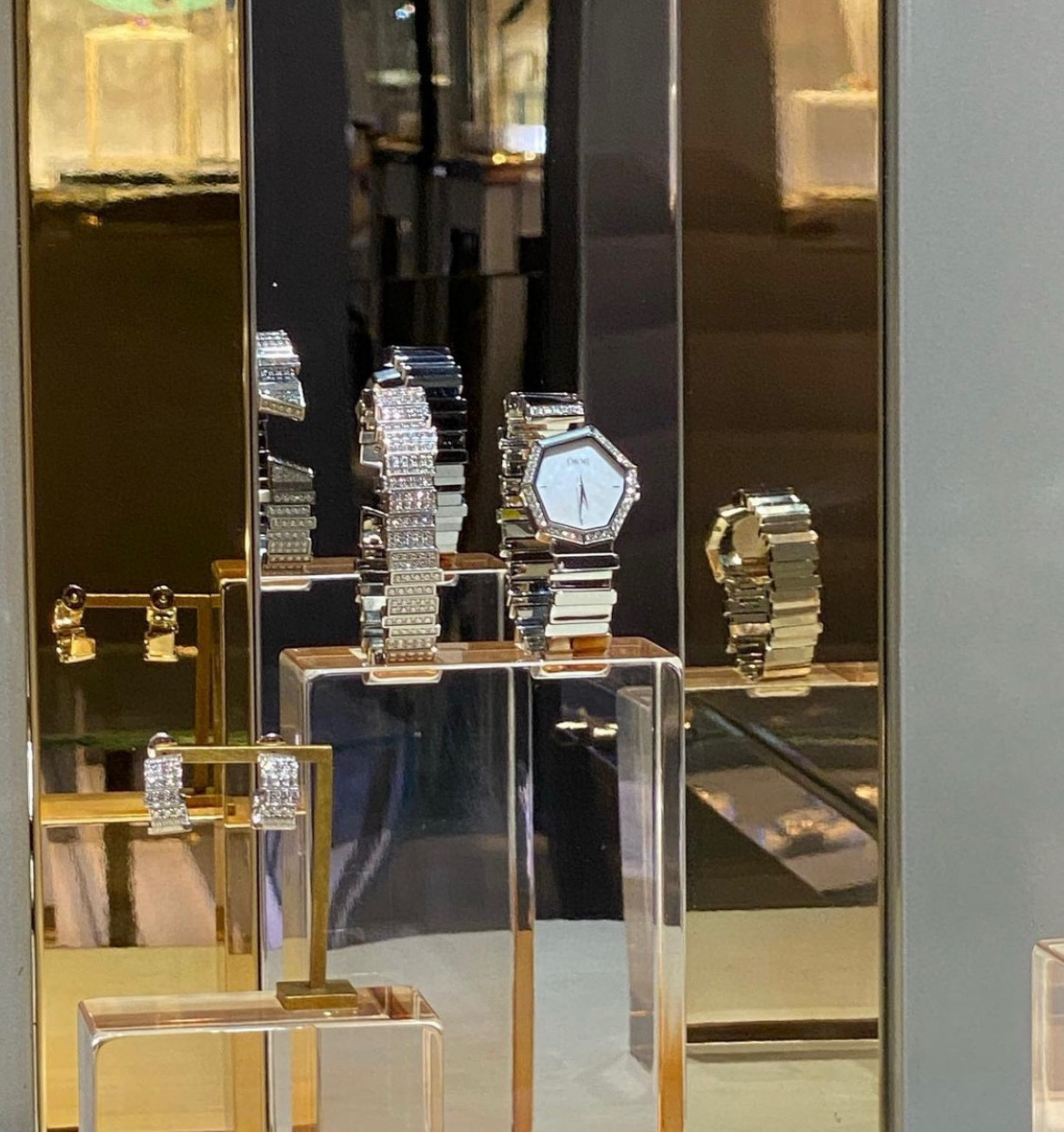 TOP Christian Dior Gem   Watch - Gold/White Gold