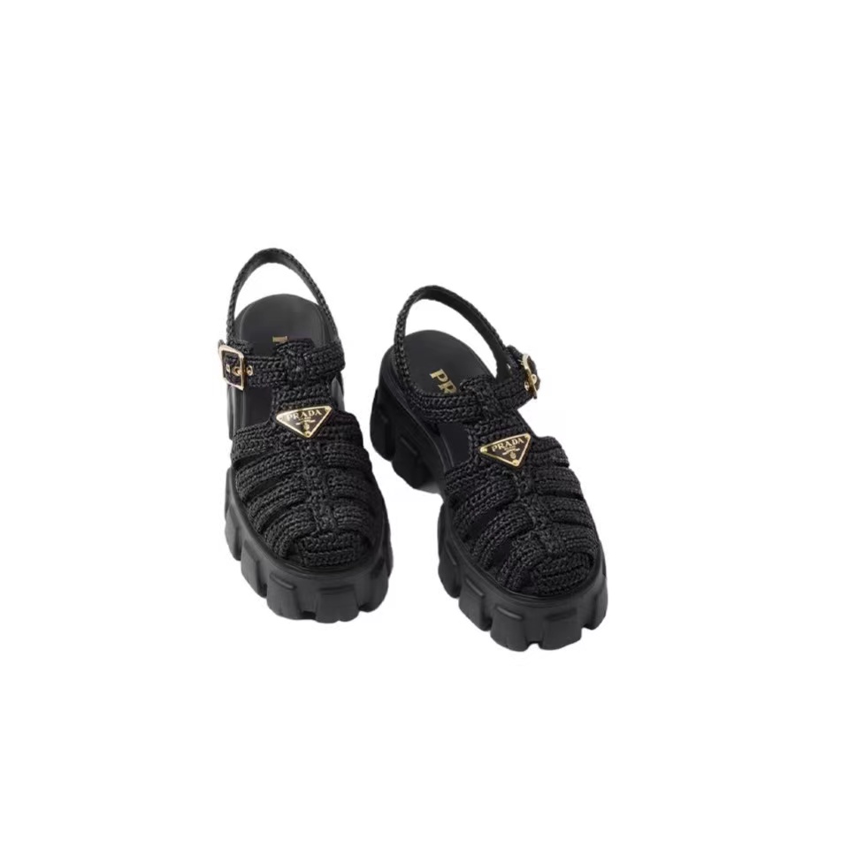 Prada Monolith Fabric Knit Buckle Slide  Sandal (Replica)