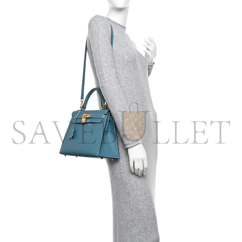 HERMÈS EPSOM KELLY SELLIER 28 NEW BLUE JEAN (28*22*10cm)