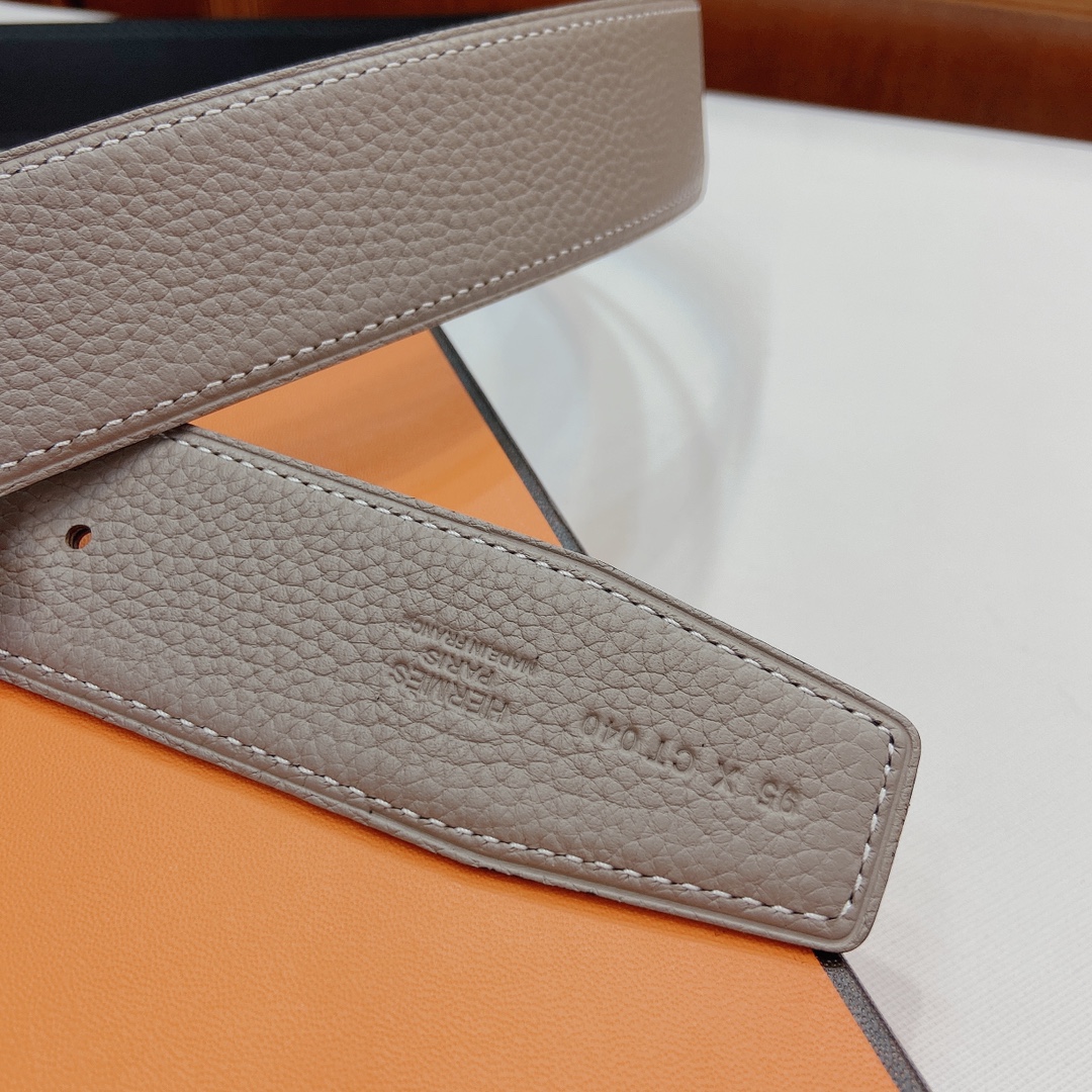 TOP HERMES 3.8cm Reversible Waist Belt - Gray
