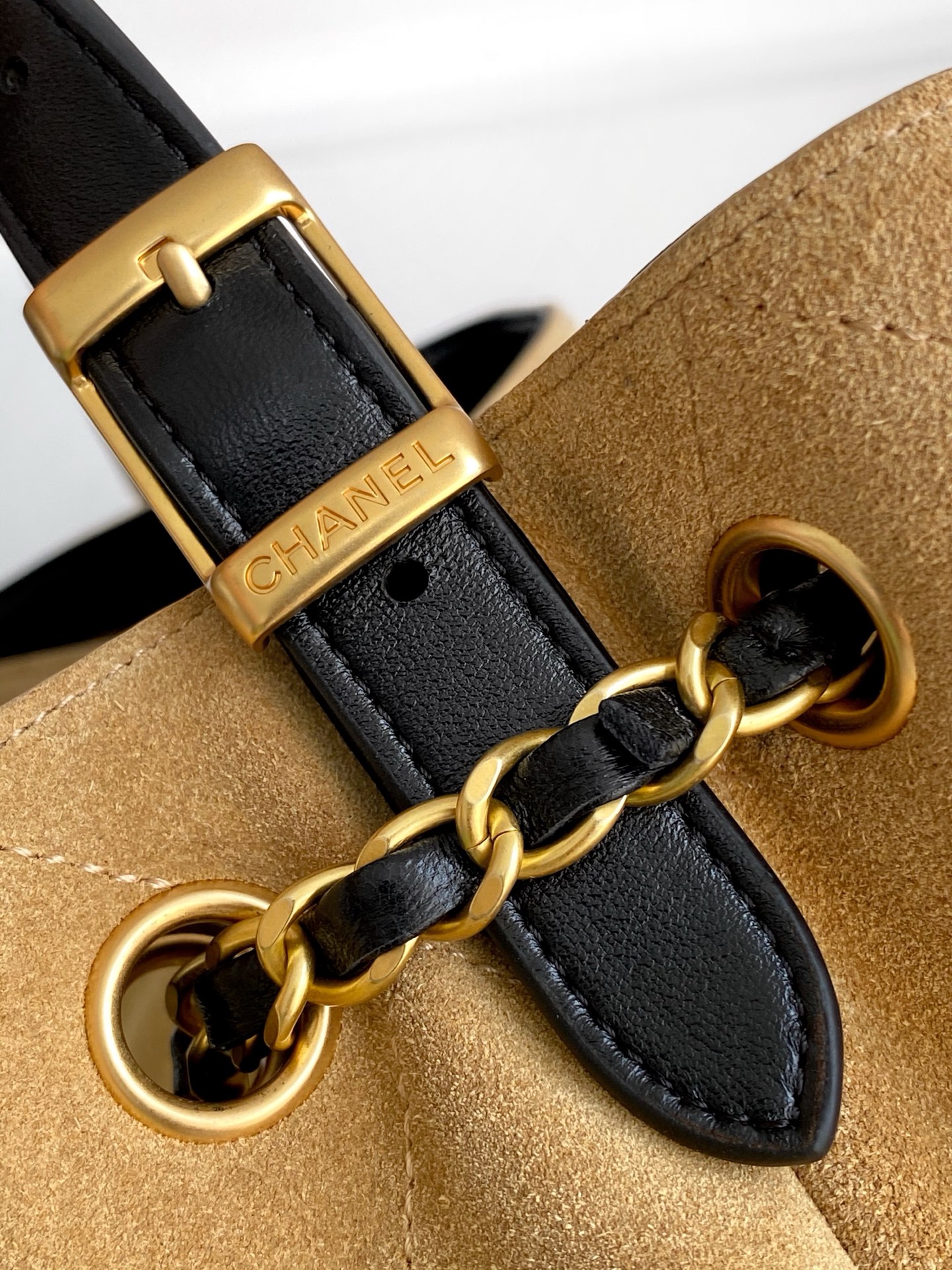 TOP CHANEL Suede Bag 36-24-12 cm - Brown and Black