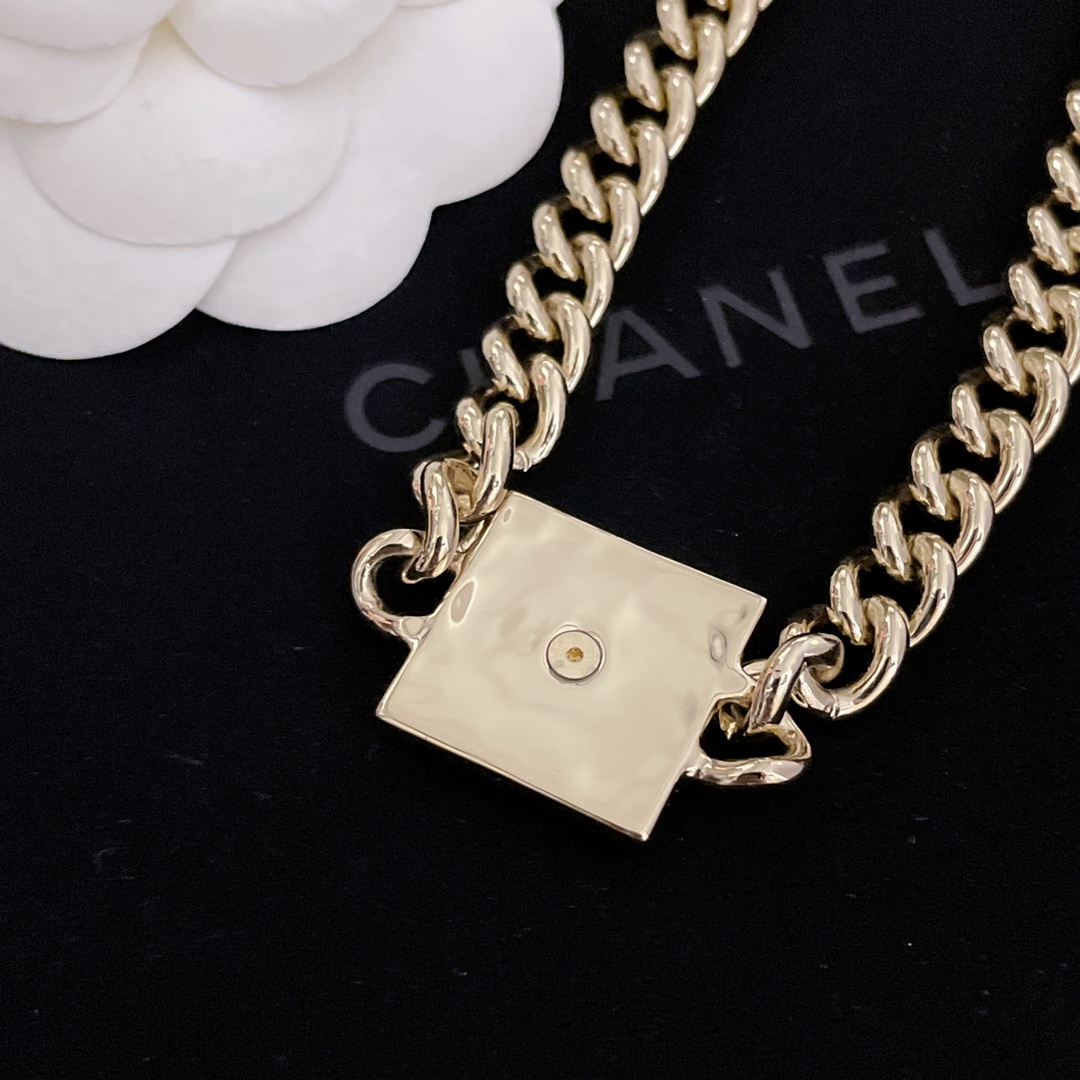 TOP CHANEL Metal Chain Rope Square Choker