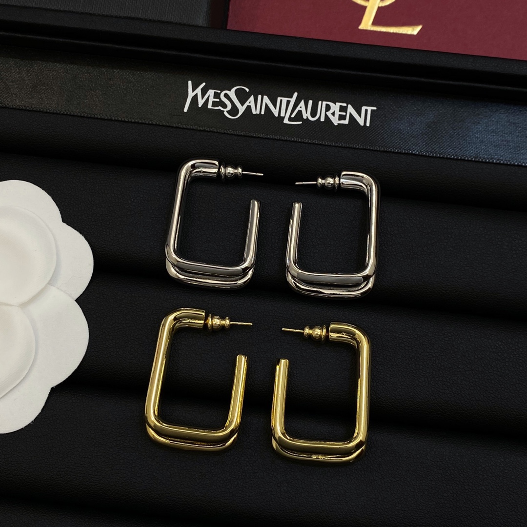 TOP Yves Saint Laurent YSL Square Earrings - 2 Color