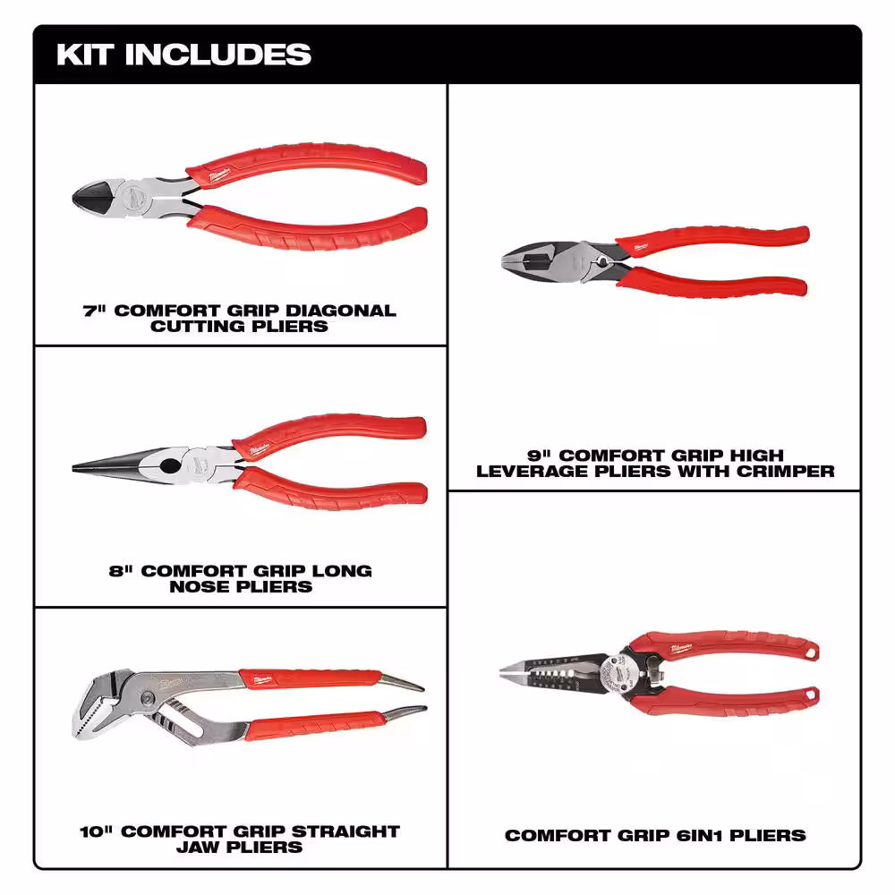 Electrician's Pliers Hand Tool Set (5-Piece)