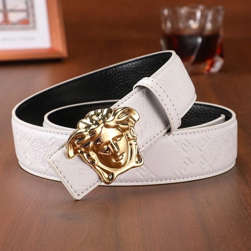 AAABELT Men's Embossed Leather Belt with 3D Portrait Metal Plate Buckle, Versatile for Business, Casual Outfits & Jeans