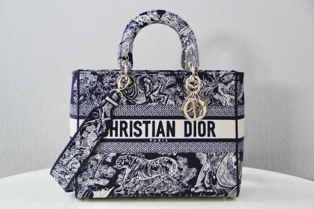 TOP Christian Dior Embroidered Lady D-Lite Handbag 32x25x11cm - 2 Colors - GHW