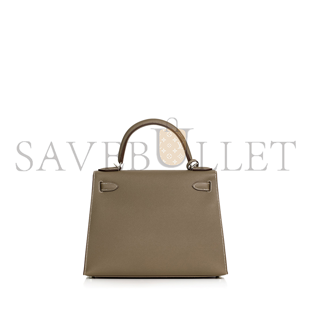 HERMÈS ETOUPE EPSOM KELLY 28 PALLADIUM HARDWARE (28*22*10cm)
