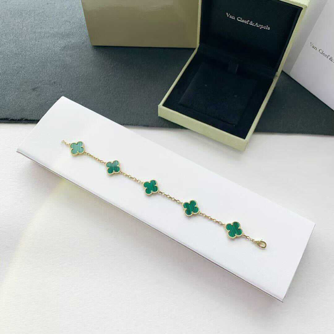 TOP Van Cleef & Arpels VCA 5 Motifs Bracelet - Green