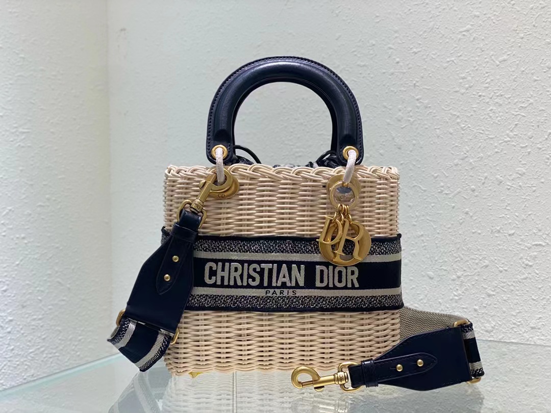 TOP Christian Dior Lady Christian Dior Wicker Basket Bag 24cm