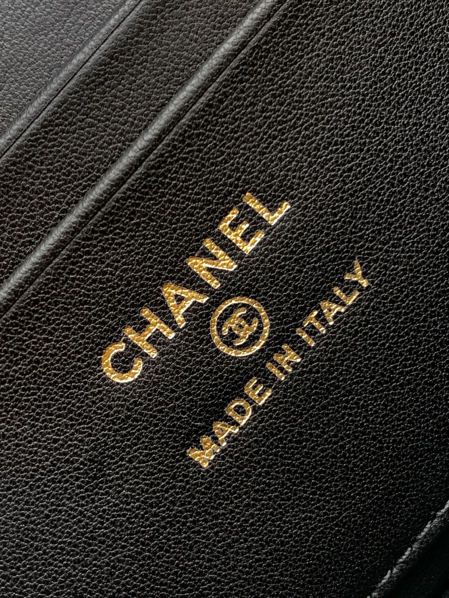 TOP CHANEL Vanity Case Bag 25C Chain Clutch Bag Denim 17*19.5*5cm - Black