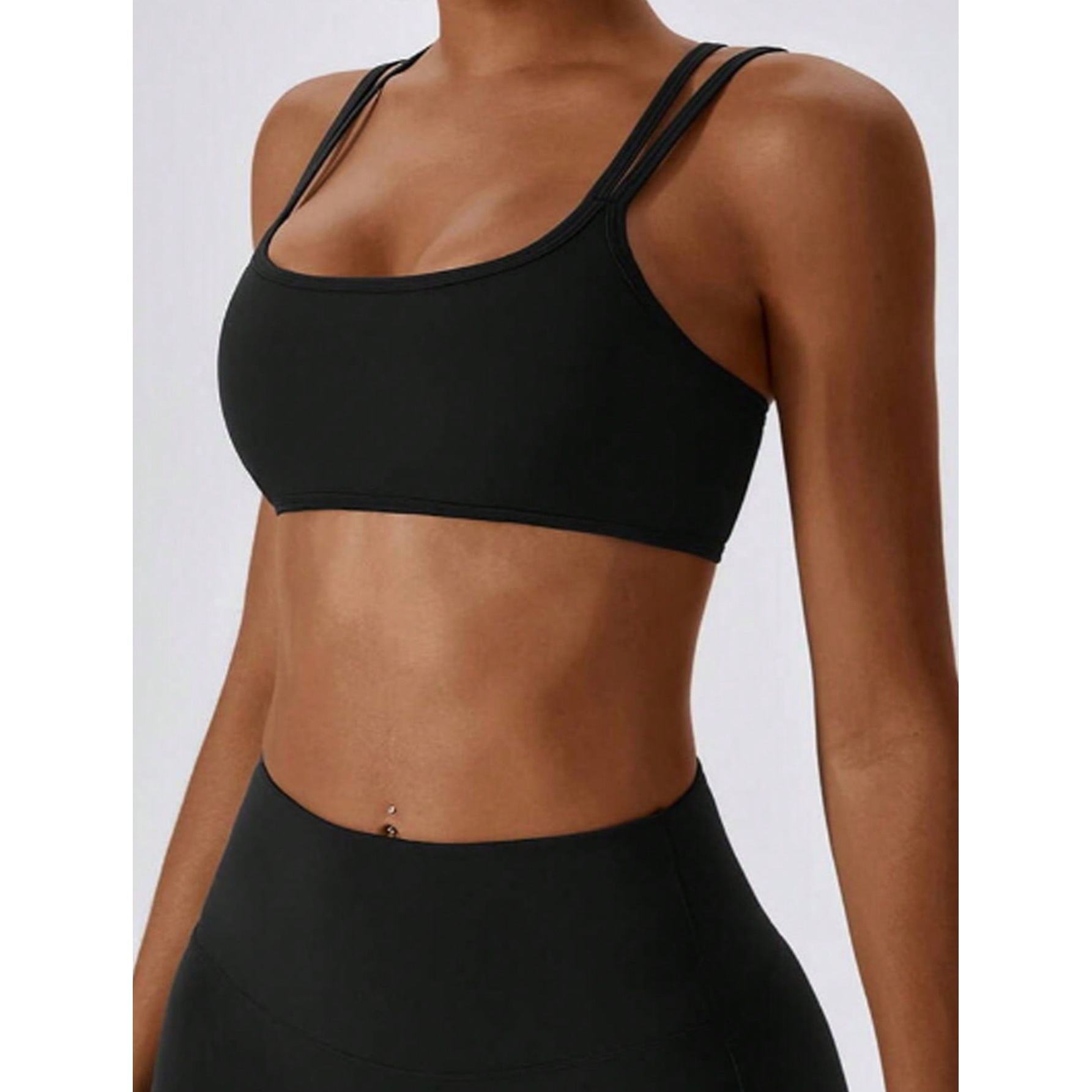 Seamless Sports Bra for Women High Support, Molded Cup High Impact Sports Bras with Sewn in Pads Strappy Running Bra