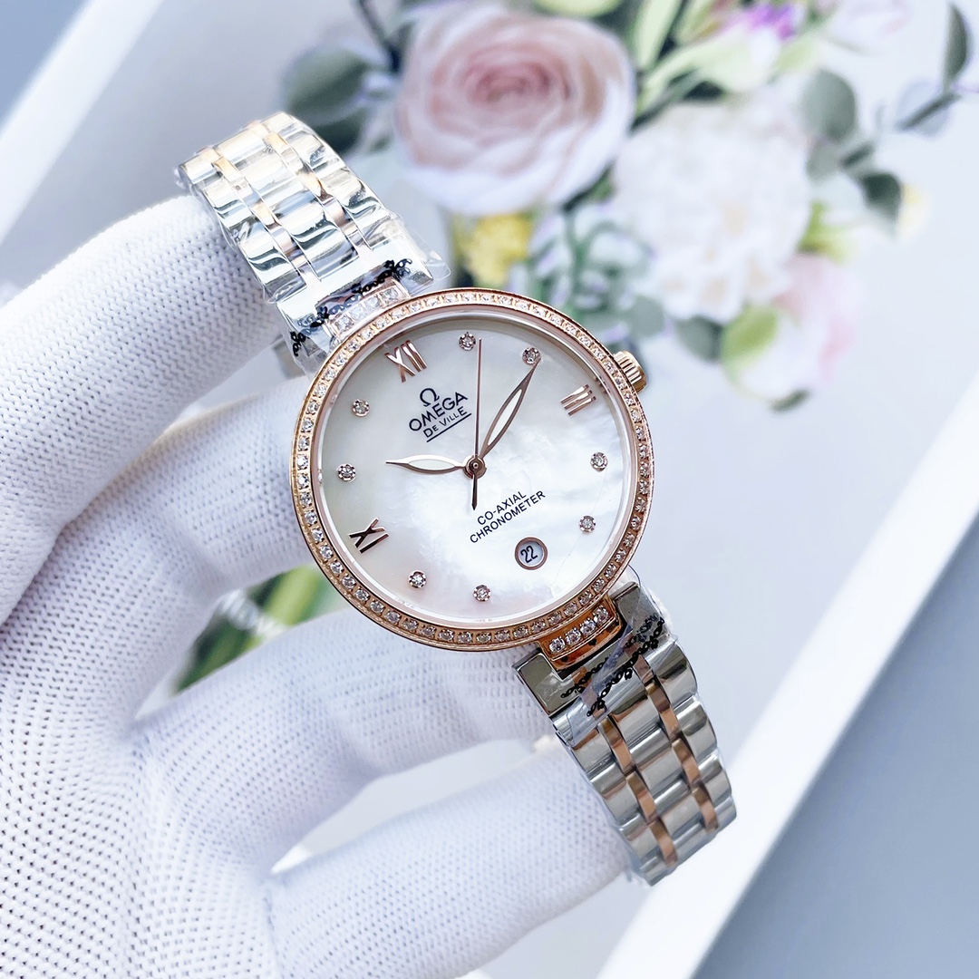 TOP OMEGA Ladies Imported Quartz Watch 32mm - 3 Colors