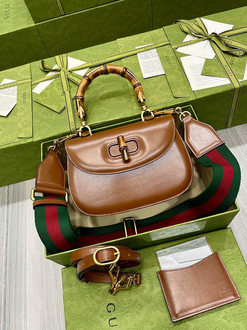 TOP GUCCI G*G Bamboo 1947 Small Top Handle - Brown