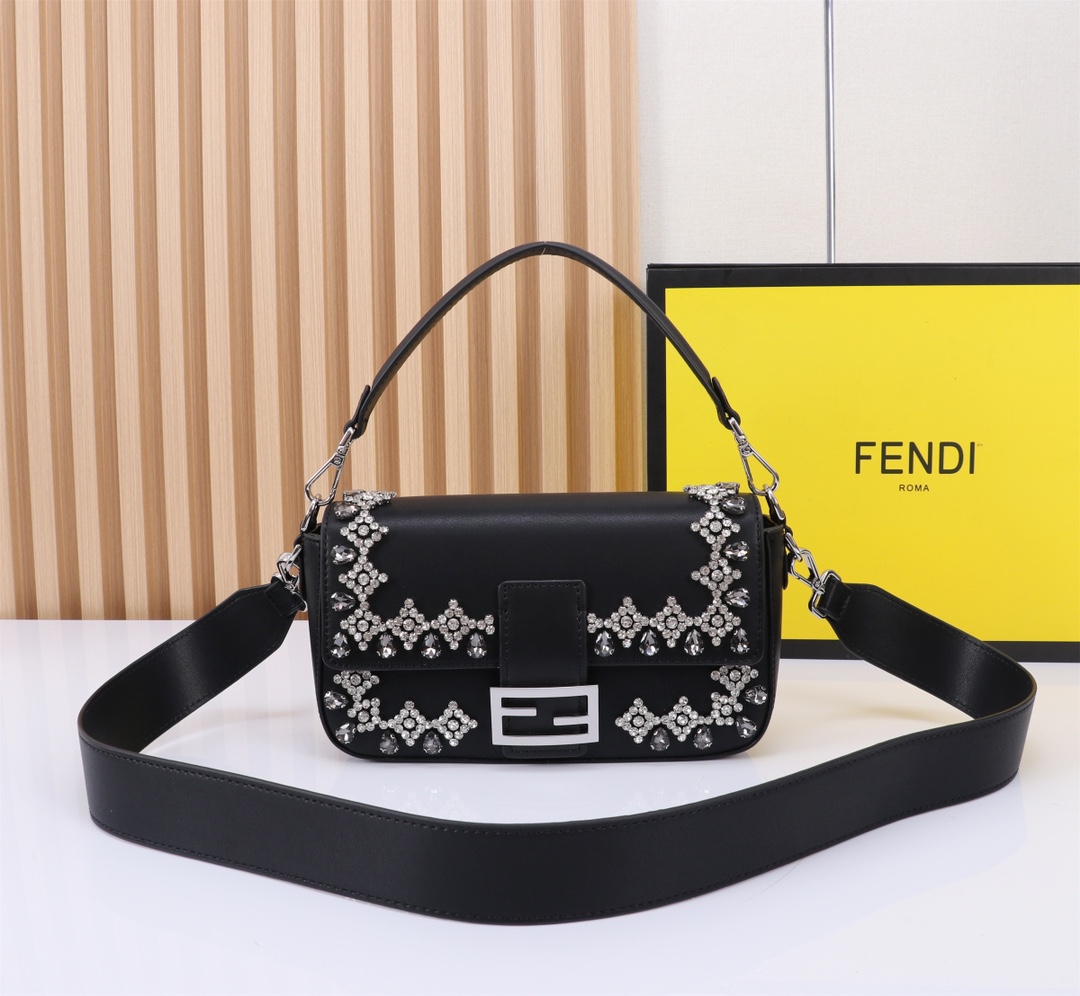 TOP FENDI Crystal And Rhinestone Exquisitely Embroidered Baguette Bags - 26cm - 2 Colors