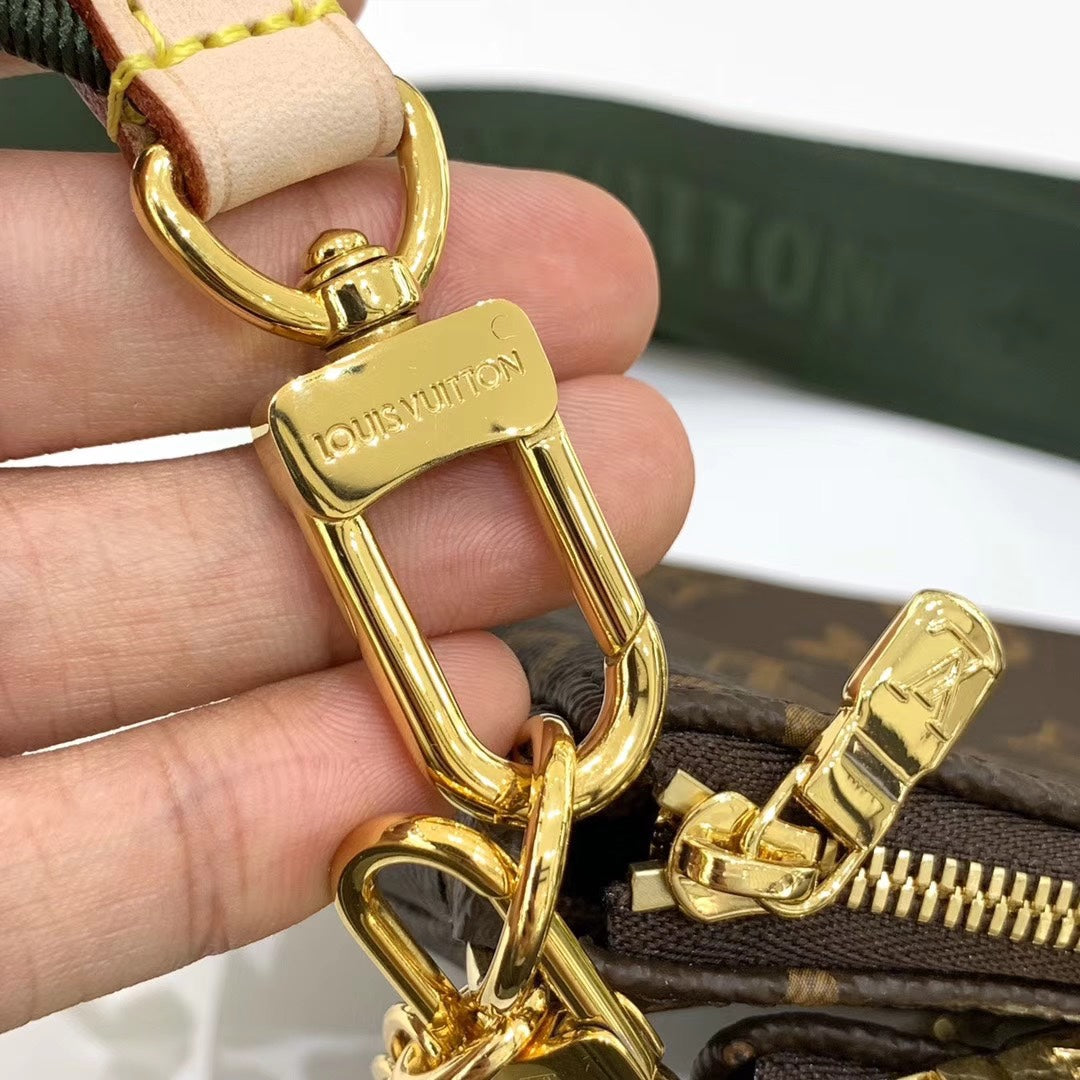 TOP Louis Vuitton LV L*V Multi Pochette Accessories Bag 21X12X3cm- Green Strap