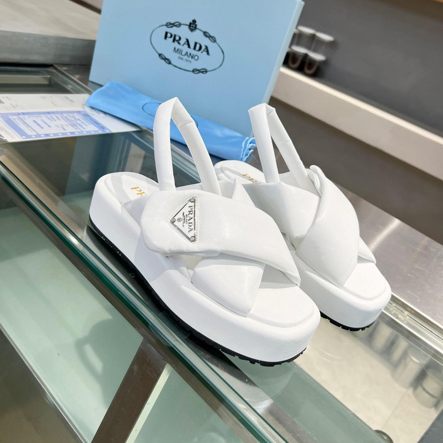 Prada Leather Peep-toe Beach Sandals Slide (Replica)