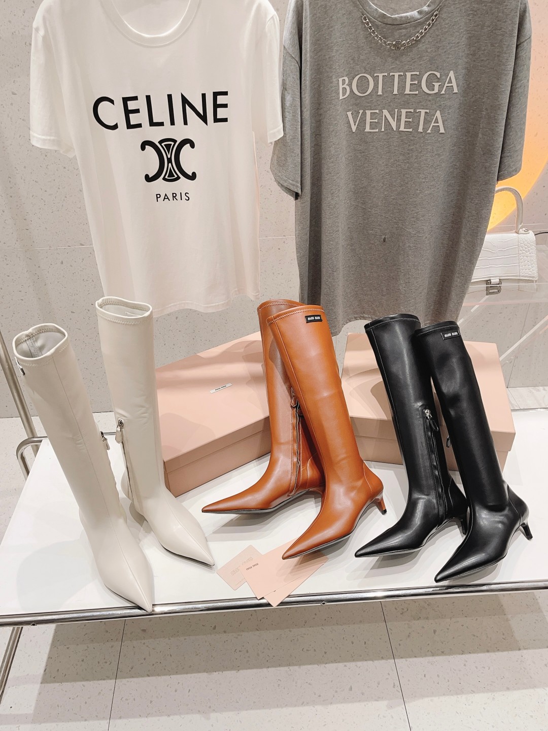 TOP Miu Miu Stretch - Heeled Pointed Toe Boots - 3 Colors