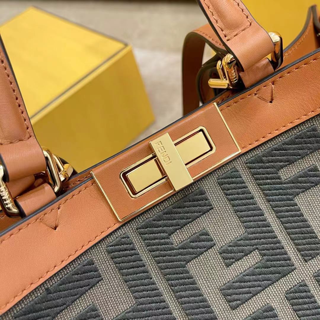 TOP FENDI FF Canvas Tote Bag 41x16x30cm - Dark Green