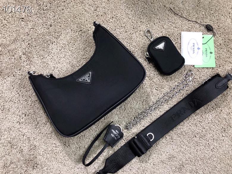 TOP PRADA Nylon Fabric Material Hobo Bags 21cm - 2 Colors