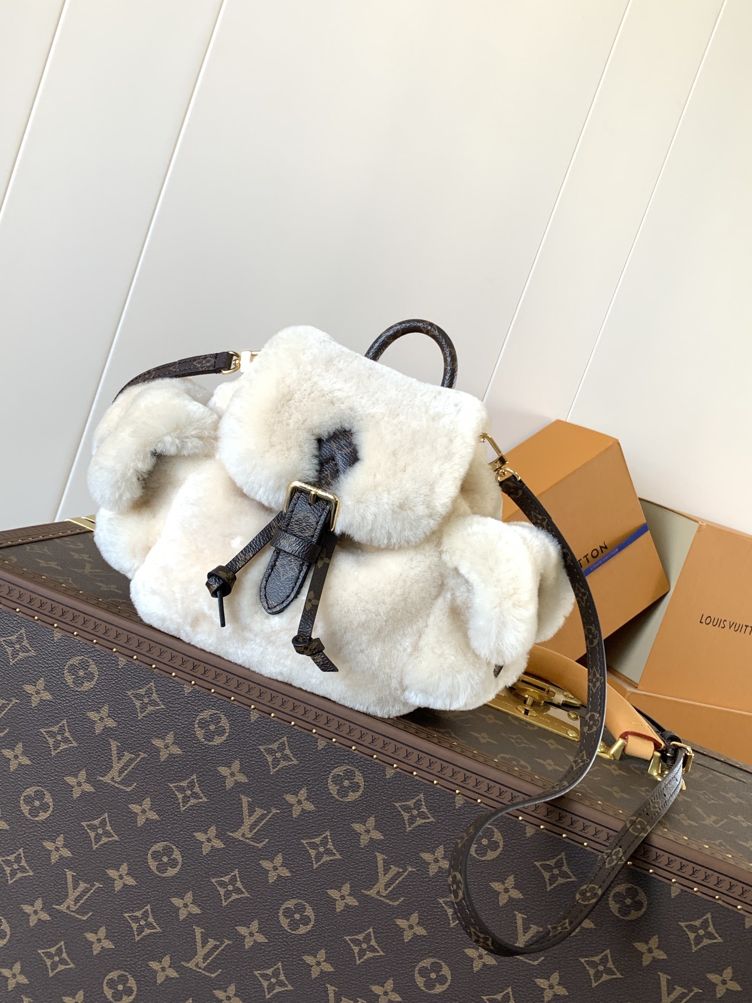 TOP Louis Vuitton LV Ski Nano Teddy Backpack 25x16.5x13cm- White