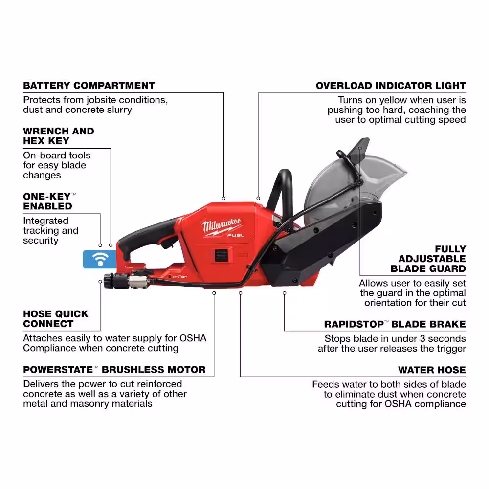 M18 FUEL ONE-KEY 18V 9 in. Lithium-Ion Brushless Cordless Cut Off Saw with HIGH OUTPUT 8.0 Ah Battery