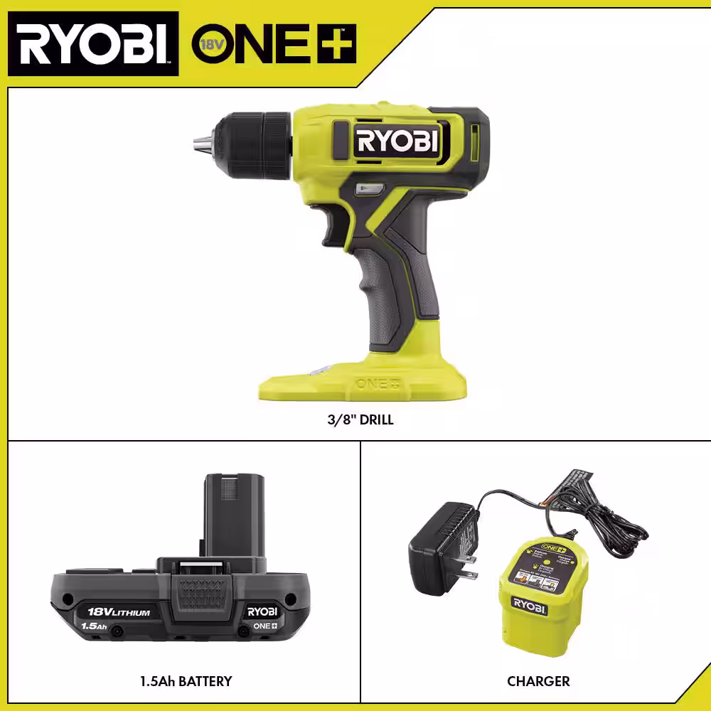 ONE+ 18V Cordless 3/8 in. Drill/Driver Kit with 1.5 Ah Battery and Charger