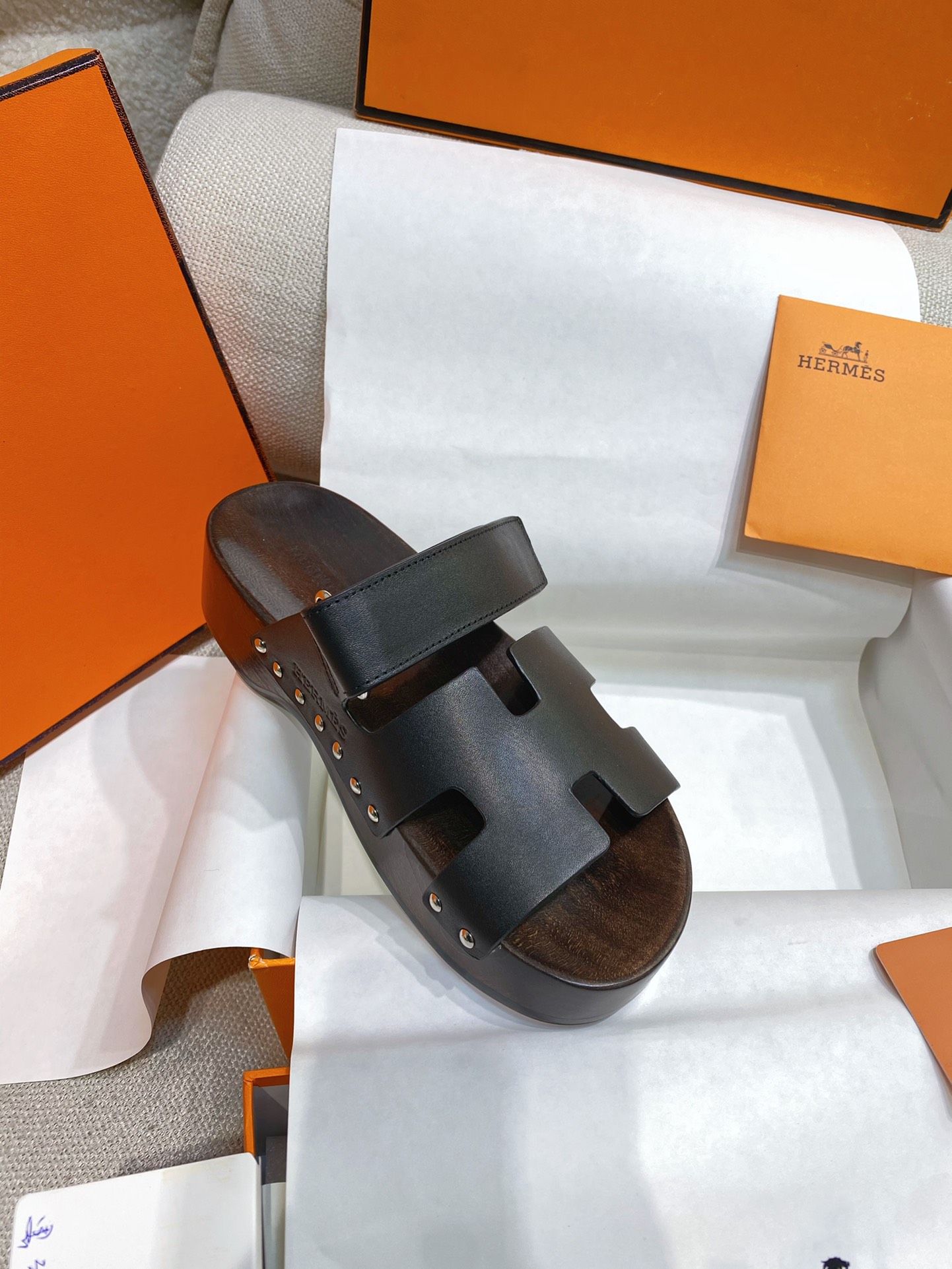 TOP HERMES Sandals With Wooden Soles - 3 Colour