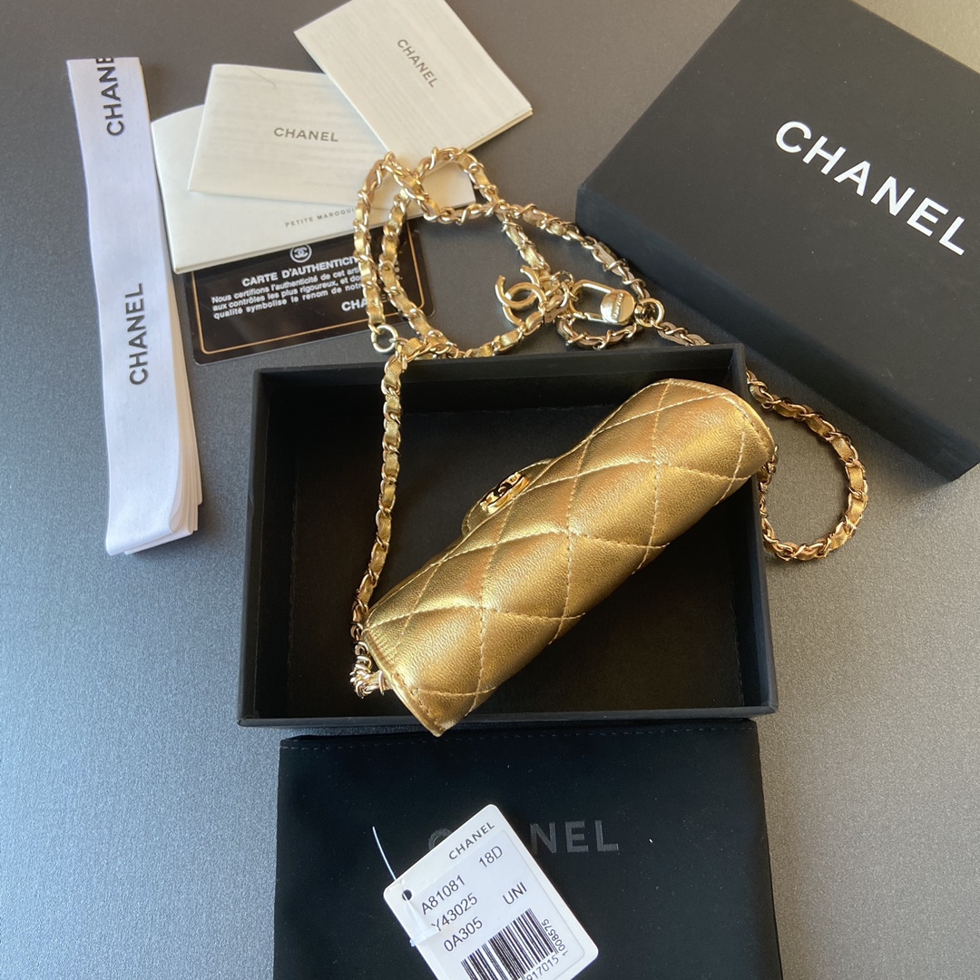 TOP CHANEL Small Chain Card Bag Sheepskin 11×7cm -  2 Colour