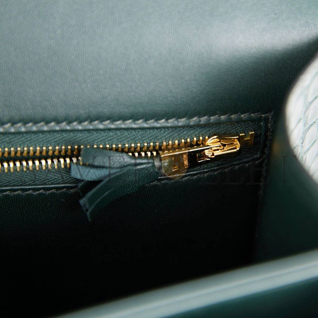 HERMES MASTER CONSTANCE 24 VERT FONCE MATTE ALLIGATOR GOLD HARDWARE (24cm)