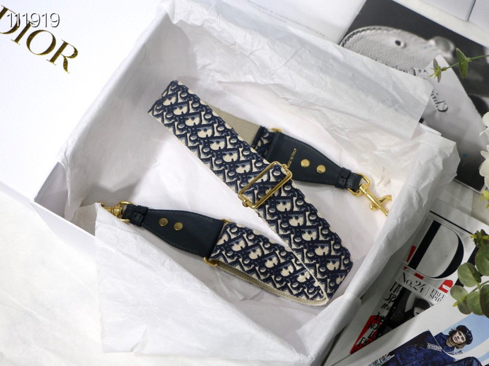 TOP Christian Dior Roman Shoulder Strap Oblique Embroidery And Dark Blue Calfskin
