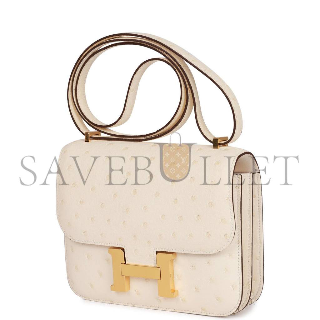 HERMES CONSTANCE 18 OSTRICH GOLD HARDWARE (18*15*4cm)
