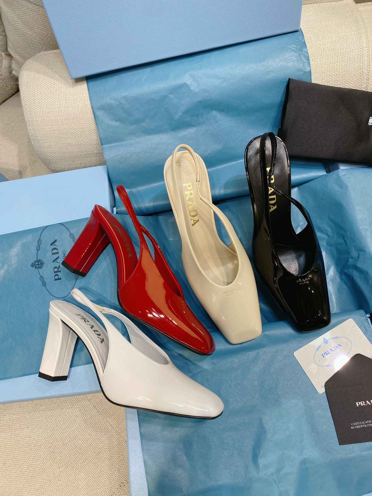 TOP PRADA High-Heeled Sandals Patent Calf Leather - 4 Colour
