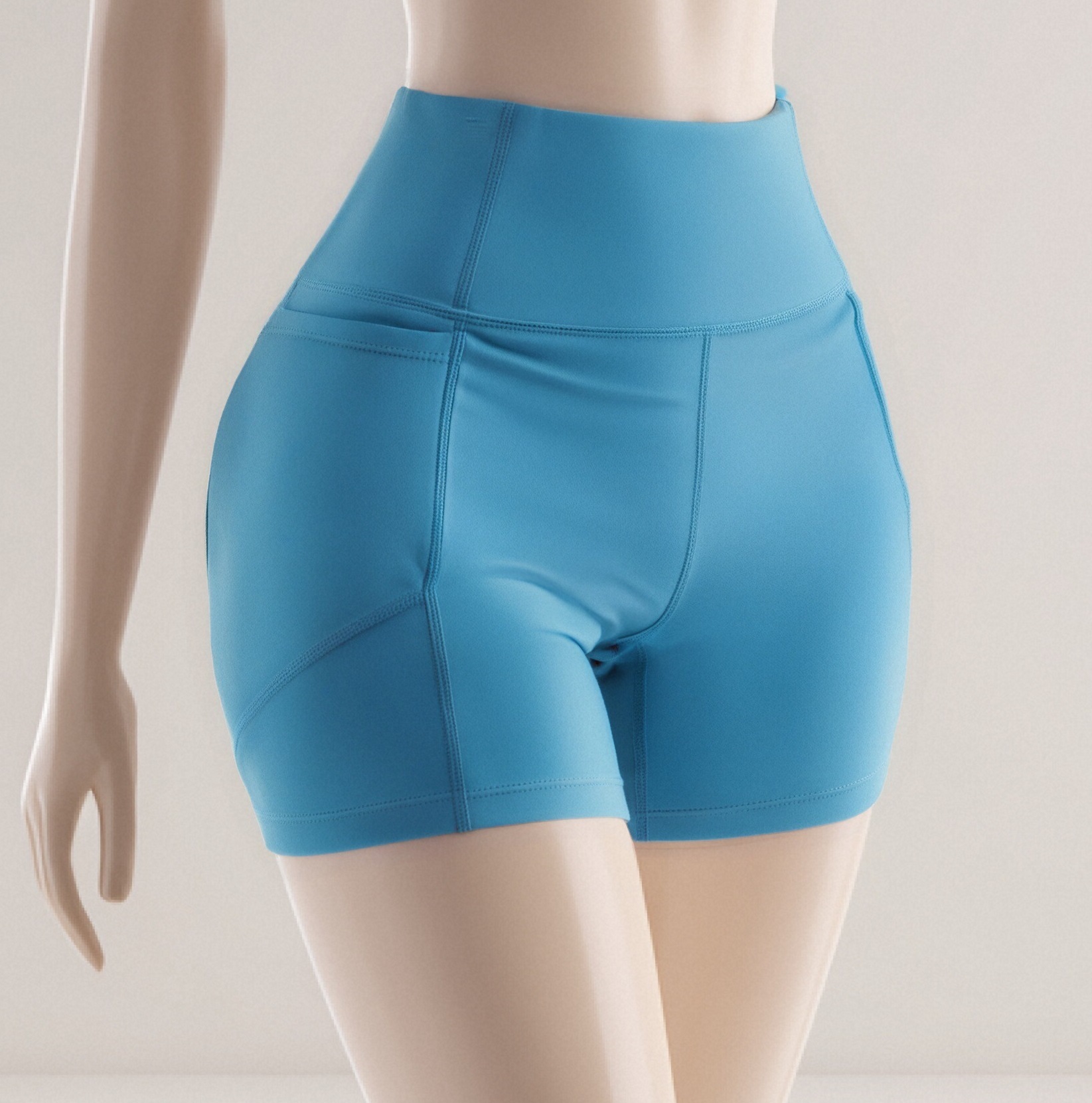 Womens Athletic Shorts with Pockets - High Waisted Workout Spandex Tummy Control Gym Running Yoga Shorts