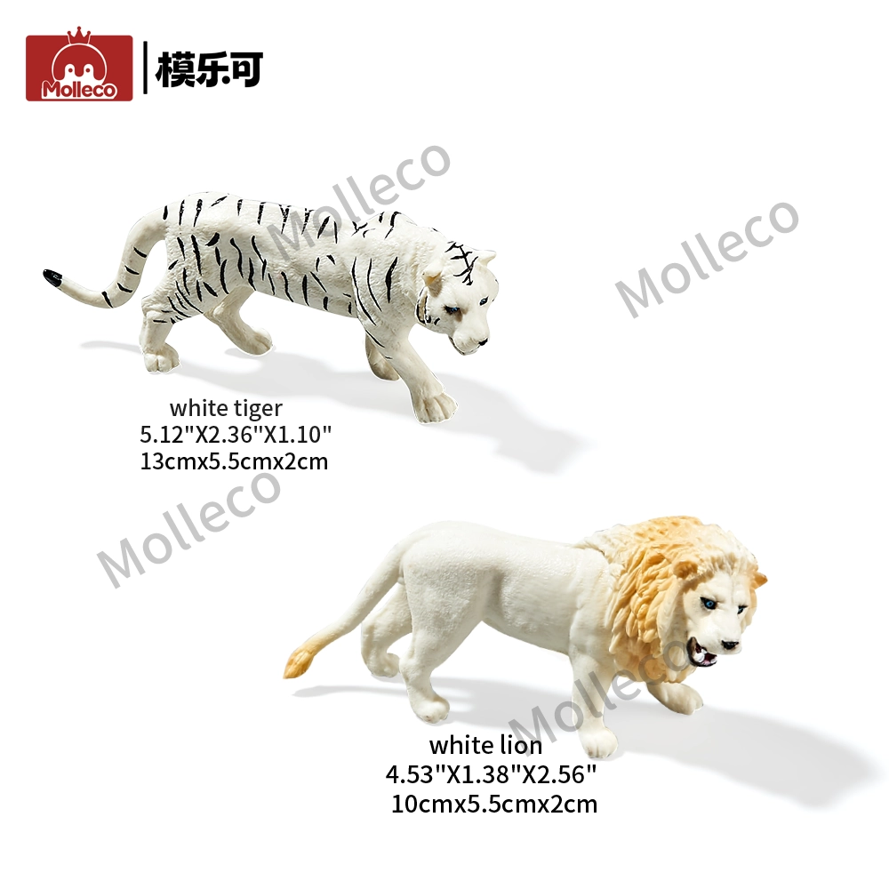 Molleco Animal Figure Toys for Kids and Children white wolf+white leopard CP002-1-2
