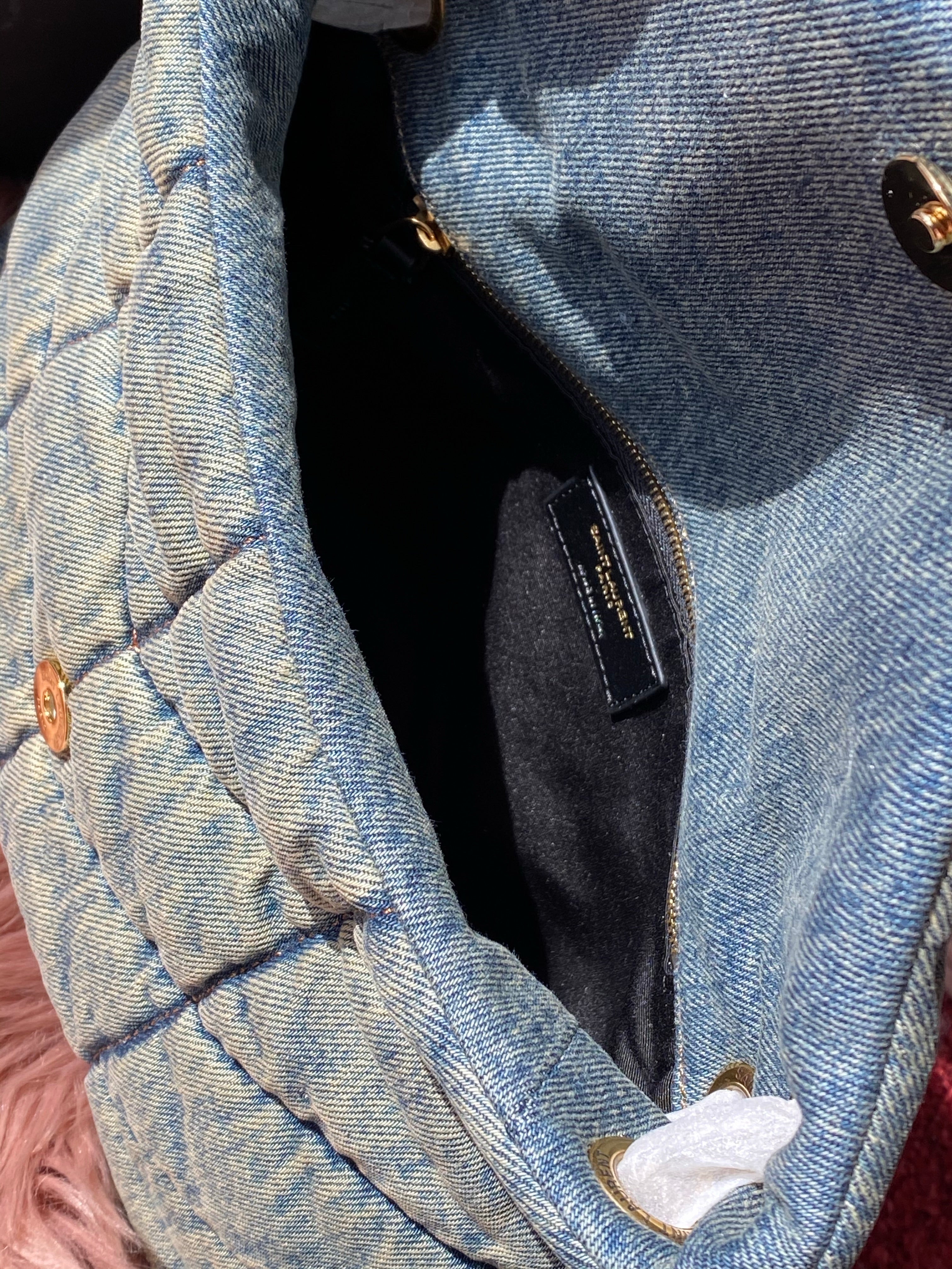TOP Yves Saint Laurent YSL Loulou Small Denim Puffer Bag