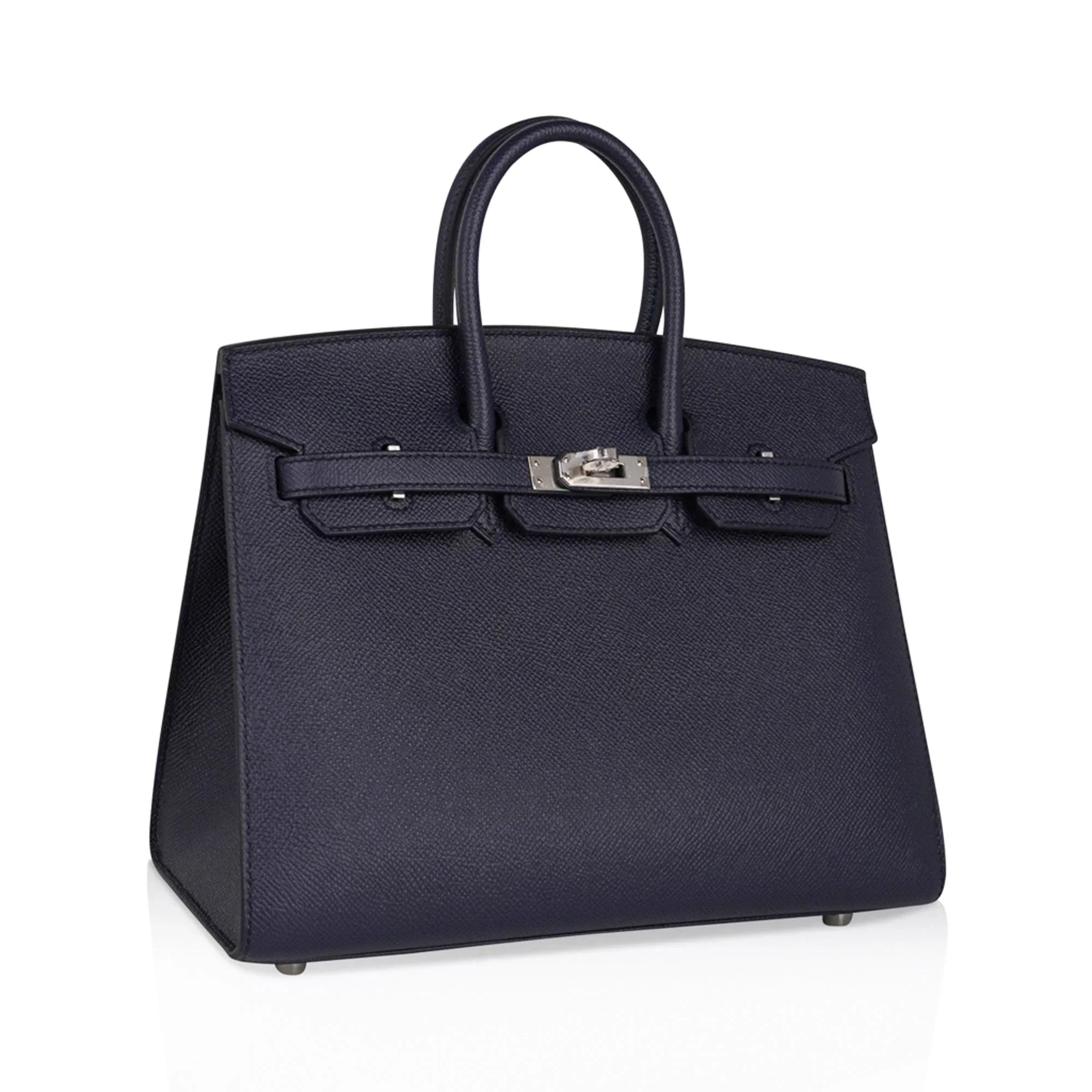 Birkin Sellier 25 Bag Blue Indigo Epsom Leather with Palladium Hardware