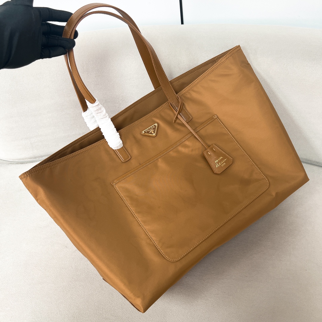 TOP PRADA Nylon Tote Bag 43x31x15cm - Brown