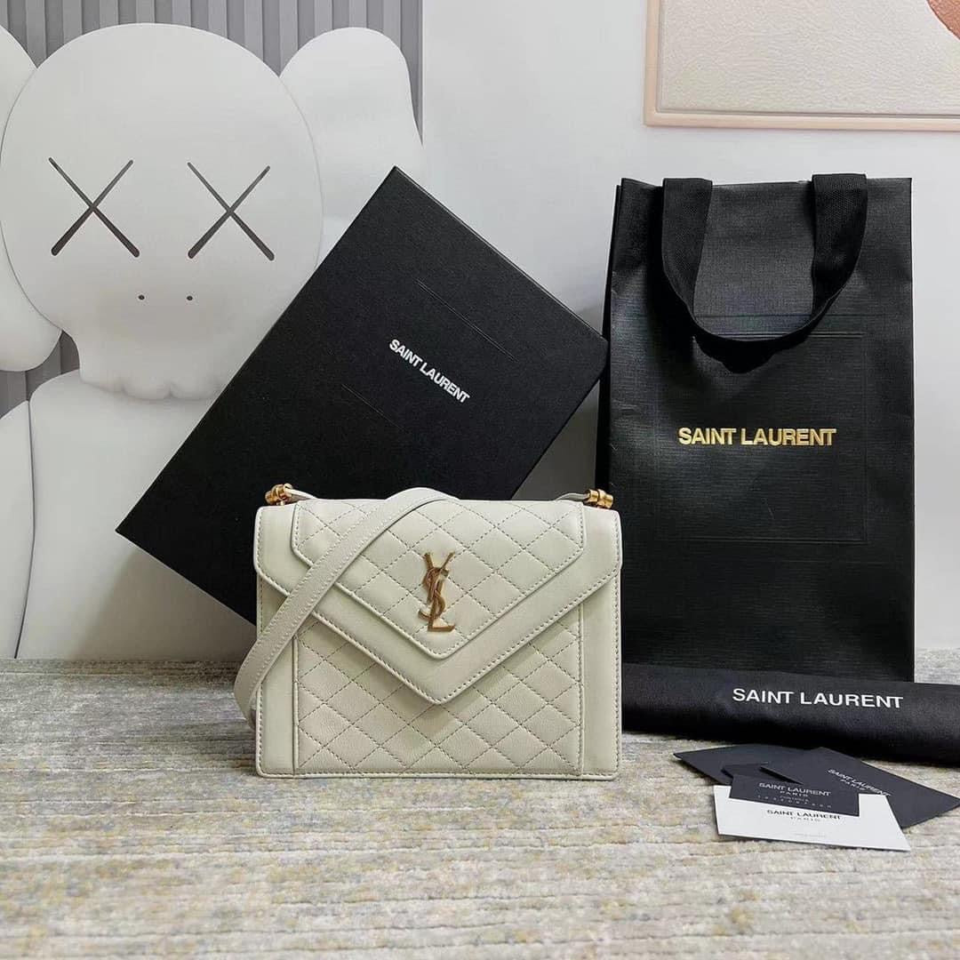 TOP Yves Saint Laurent YSL Mini Quilted Envelope Bag - White