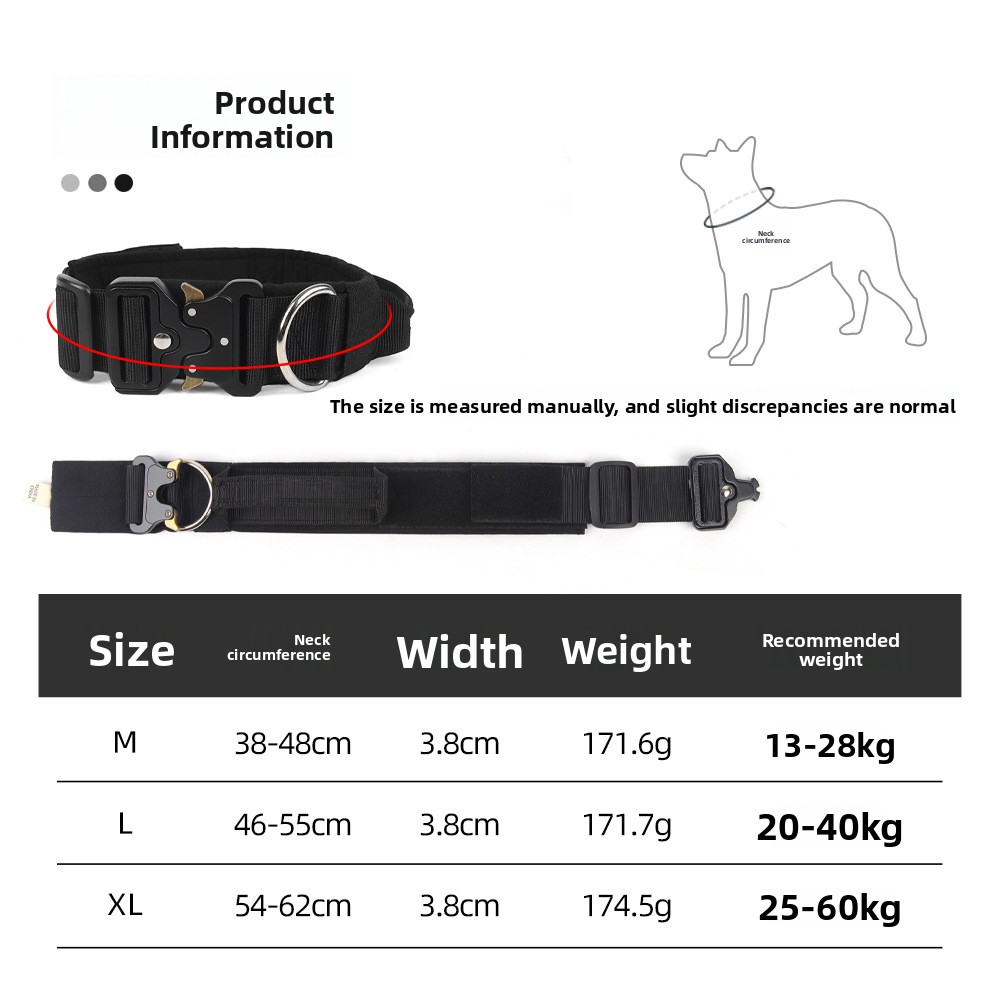 New dog collar: bite-resistant, waterproof, tactical dog collar, adjustable pet tactical collar, dog leash - PawPro UK